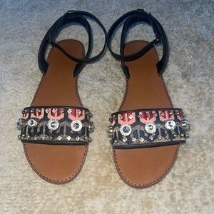 Vince Camuto Embellished Black and Tan Sandals